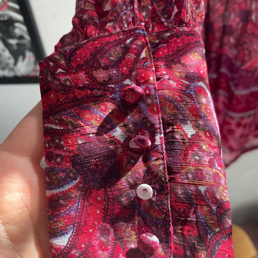 Esprit 70s Vintage style Maroon Paisley Floral Dress Size 2 - Picture 6 of 7